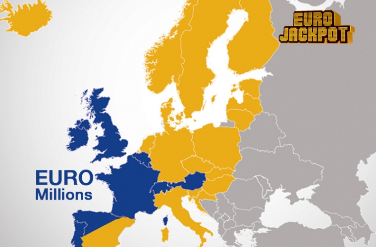 Europakarte EuroJackpot und EuroMillions