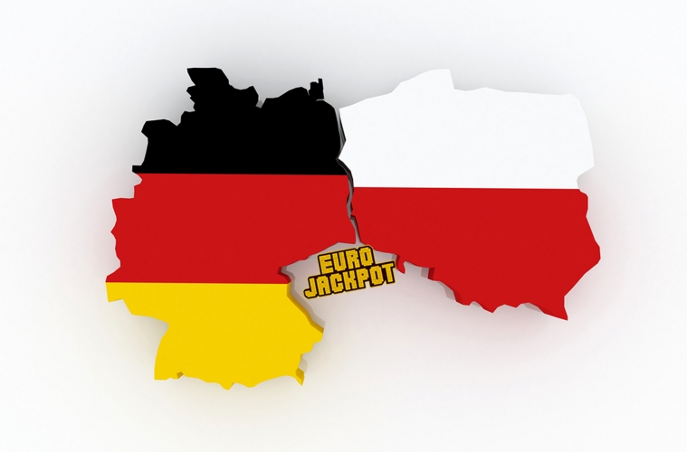 Fläche Deutschland und Polen in den Farben der Flagge