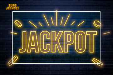 Lotterie, neonaler Hintergrund. Jackpot in Neonschrift geschrieben auf einer Backsteinwand.
